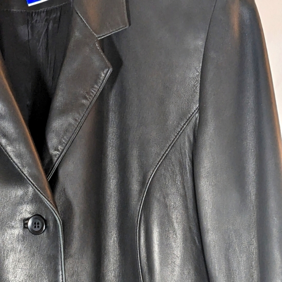 Preview Collection Genuine Lamb Skin Leather Button Up Jacket Blazer Size Large - Picture 10 of 13